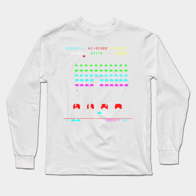 Colorful Space Invaders Long Sleeve T-Shirt by taguzga